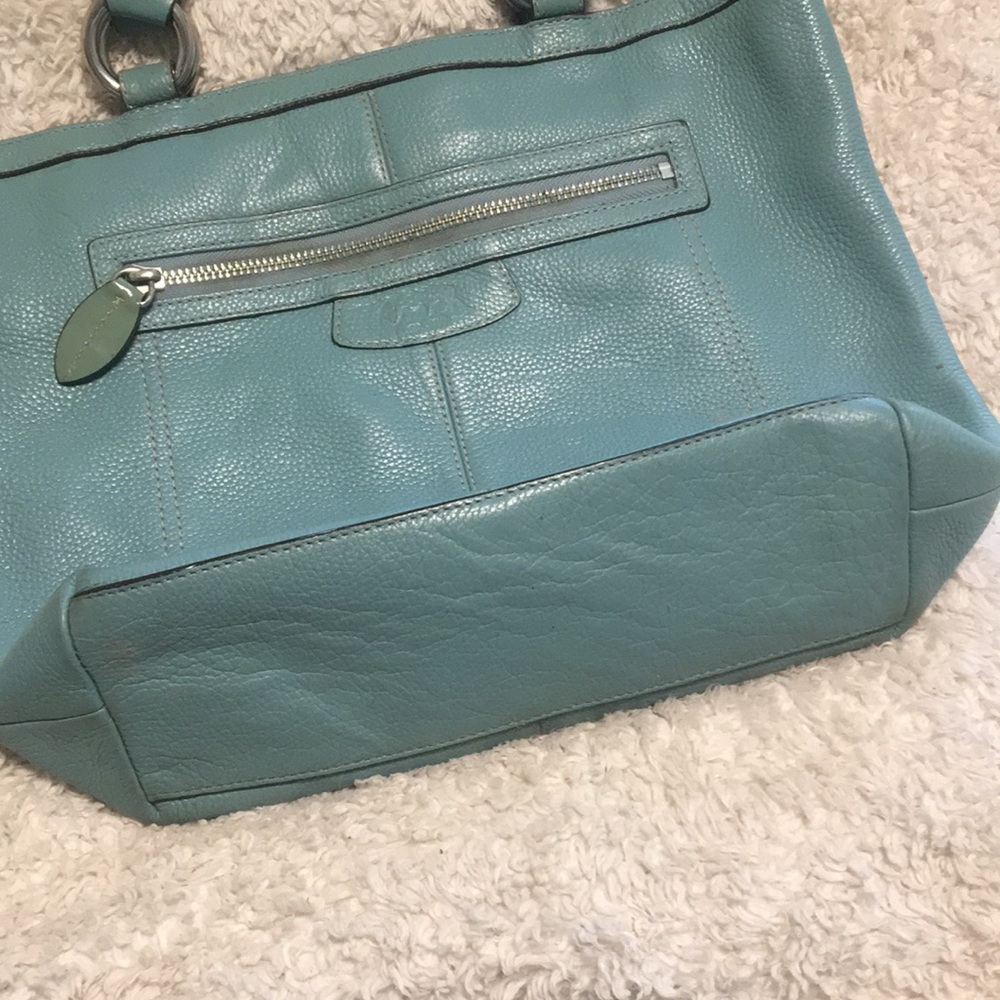 RARE Teal "Penelope" Pebbled Leather Tote - Picture 5 of 14